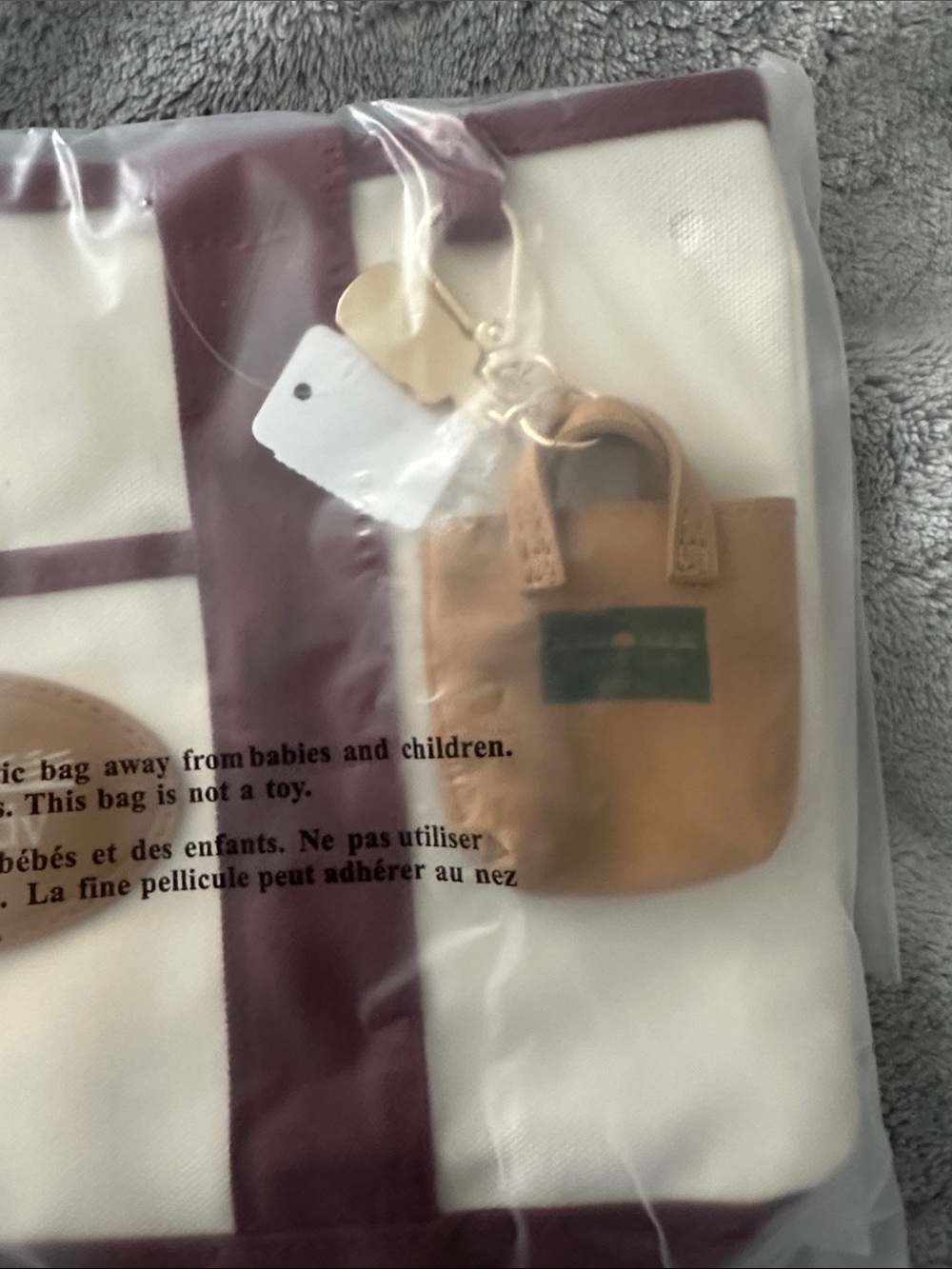 Bath and body works Canvas Tote Bag with Burgundy Trim and mini tote - Picture 2 of 4